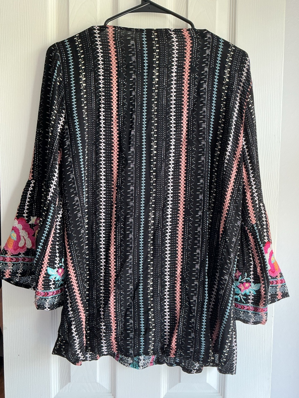 Savanna Jane Black Embroidered Floral Top with Pink & Turquoise Accents - Picture 11 of 11